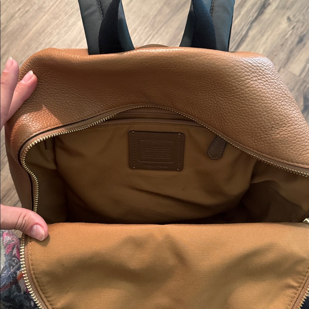 Coach Pebbled Leather Backpack in Tan with Gold Hardware - Picture 6 of 7